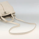 Salvatore Ferragamo Handtas Leer 2way Wit Zilver Auth ka3096A-9