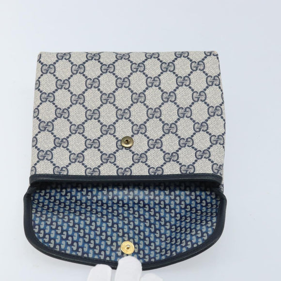 GUCCI GG Supreme Pouch PVC Navy Gold 68 039 4494 Auth ka3098