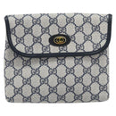 GUCCI GG Supreme Pouch PVC Navy Gold 68 039 4494 Auth ka3098-2
