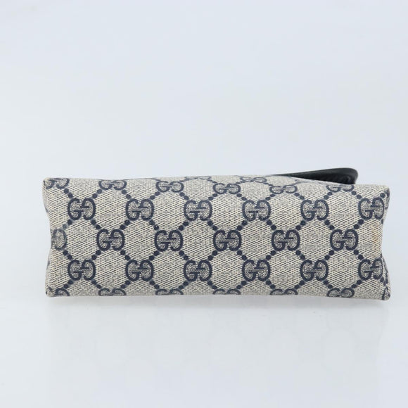GUCCI GG Supreme Pouch PVC Navy Gold 68 039 4494 Auth ka3098