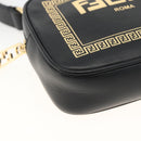 FENDI Versace collaboration Shoulder Bag Leather Black Gold Auth ka3101V-11