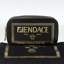 FENDI Versace collaboration Shoulder Bag Leather Black Gold Auth ka3101V-23
