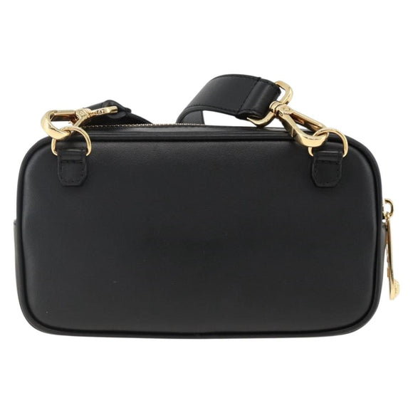 FENDI Versace collaboration Shoulder Bag Leather Black Gold Auth ka3101V