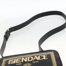FENDI Versace collaboration Shoulder Bag Leather Black Gold Auth ka3101V-8