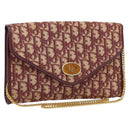 Christian Dior Trotter Canvas Kettenschultertasche Rot Gold Auth ka3104-1