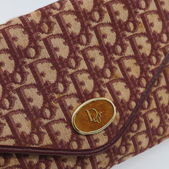 Christian Dior Trotter Canvas Kettenschultertasche Rot Gold Auth ka3104