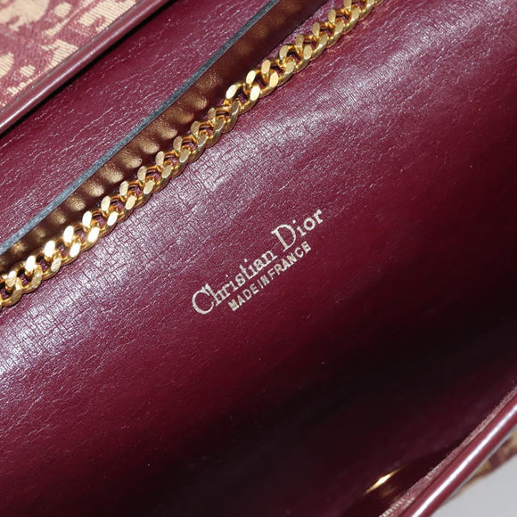 Christian Dior Trotter Canvas Kettenschultertasche Rot Gold Auth ka3104