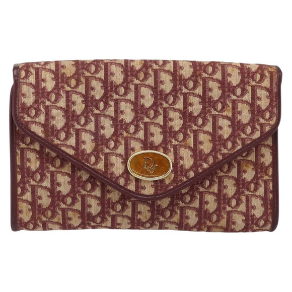 Christian Dior Trotter Canvas Kettenschultertasche Rot Gold Auth ka3104