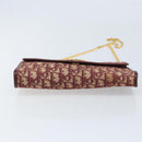 Christian Dior Trotter Canvas Kettenschultertasche Rot Gold Auth ka3104-5