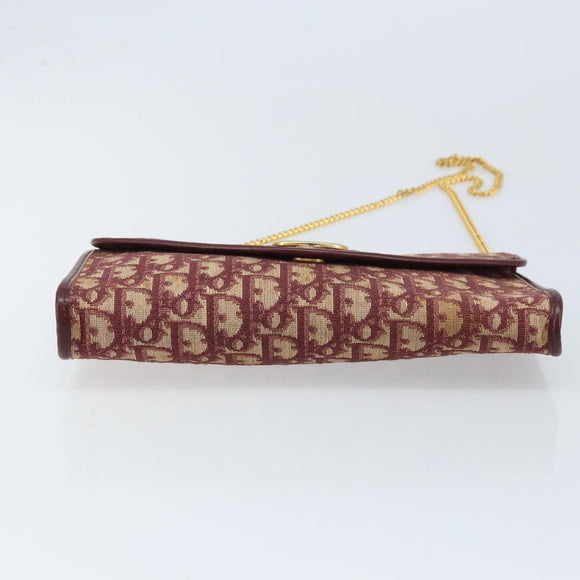 Christian Dior Trotter Canvas Kettenschultertasche Rot Gold Auth ka3104