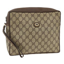 GUCCI GG Supreme Clutch Bag PVC Beige Gold 156 01 053 Auth ka3105-1