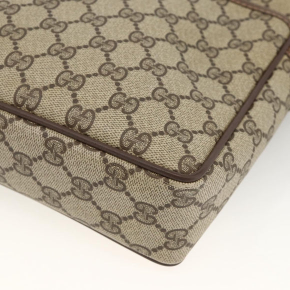 GUCCI GG Supreme Clutch Bag PVC Beige Gold 156 01 053 Auth ka3105