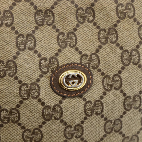 GUCCI GG Supreme Clutch Bag PVC Beige Gold 156 01 053 Auth ka3105