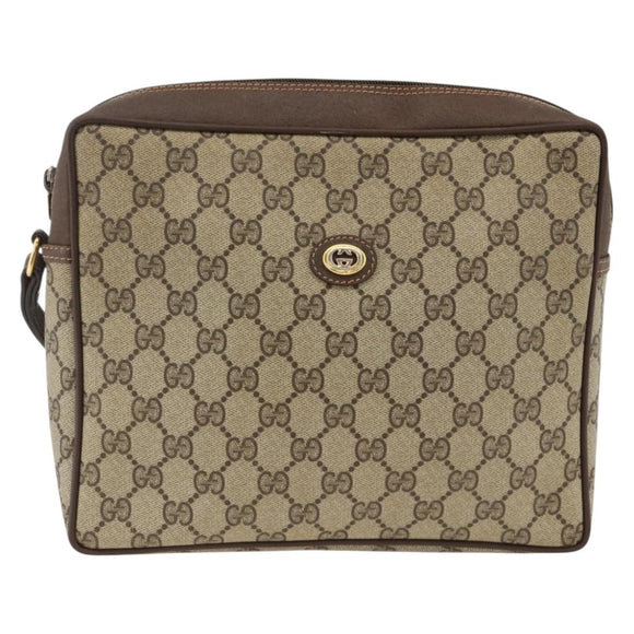 GUCCI GG Supreme Clutch Bag PVC Beige Gold 156 01 053 Auth ka3105