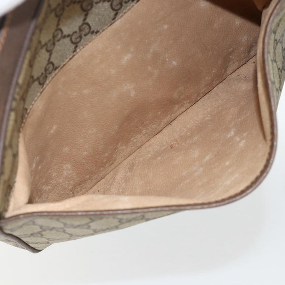 GUCCI GG Supreme Clutch Bag PVC Beige Gold 156 01 053 Auth ka3105
