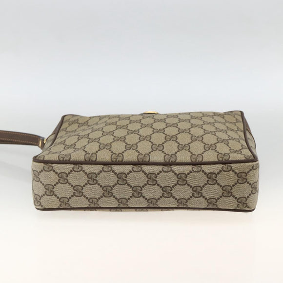 GUCCI GG Supreme Clutch Bag PVC Beige Gold 156 01 053 Auth ka3105