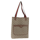 GUCCI GG Supreme Web Sherry Line Tote Bag PVC Beige Red Auth ka3106-1