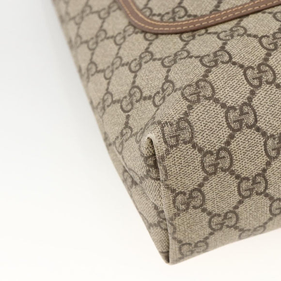 GUCCI GG Supreme Web Sherry Line Tote Bag PVC Beige Red Auth ka3106