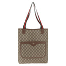 GUCCI GG Supreme Web Sherry Line Tote Bag PVC Beige Red Auth ka3106-2
