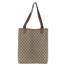 GUCCI GG Supreme Web Sherry Line Tote Bag PVC Beige Red Auth ka3106-3