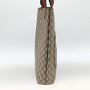 GUCCI GG Supreme Web Sherry Line Tote Bag PVC Beige Red Auth ka3106-4