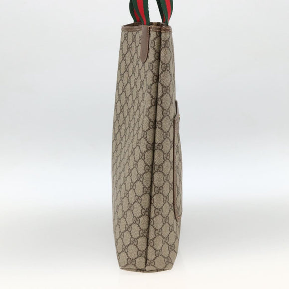 GUCCI GG Supreme Web Sherry Line Tote Bag PVC Beige Red Auth ka3106