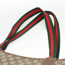 GUCCI GG Supreme Web Sherry Line Tote Bag PVC Beige Red Auth ka3106-8