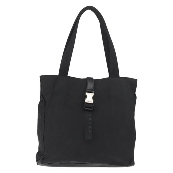 PRADA Tote Bag Nylon Black Silver Auth ka3110