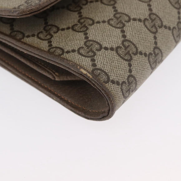 GUCCI GG Supreme Shoulder Bag PVC Beige Gold Auth ka3113