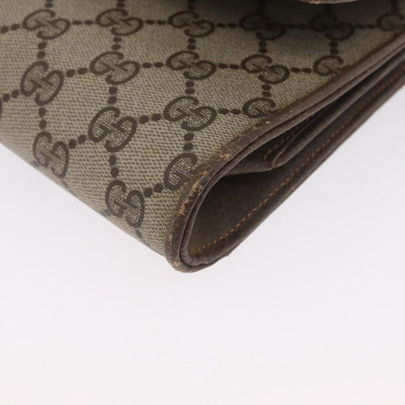 GUCCI GG Supreme Shoulder Bag PVC Beige Gold Auth ka3113