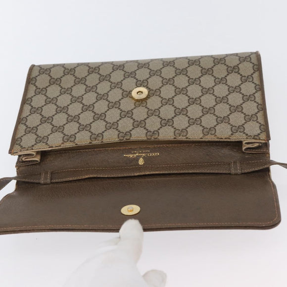 GUCCI GG Supreme Shoulder Bag PVC Beige Gold Auth ka3113