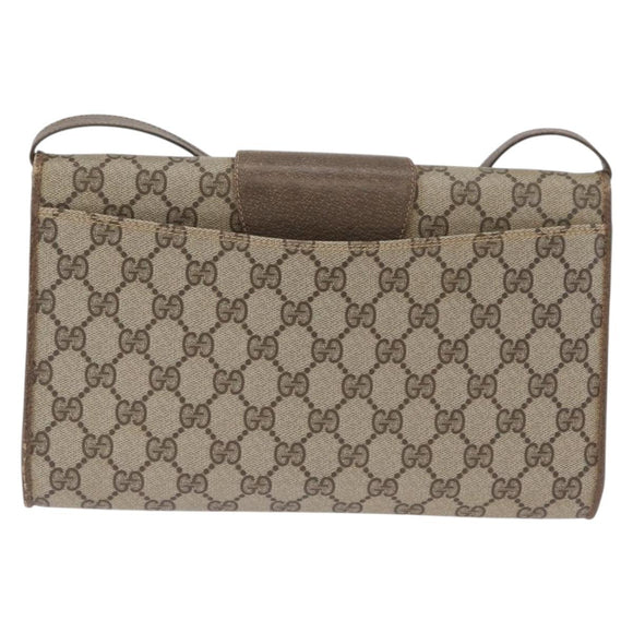 GUCCI GG Supreme Shoulder Bag PVC Beige Gold Auth ka3113