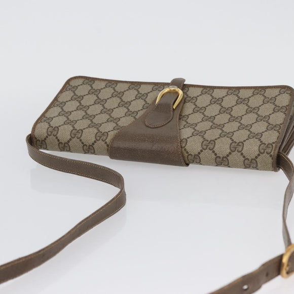 GUCCI GG Supreme Shoulder Bag PVC Beige Gold Auth ka3113
