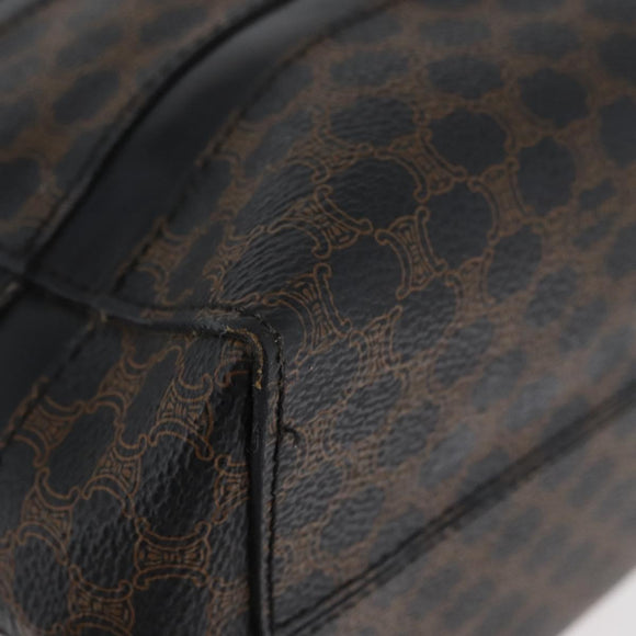 CELINE Macadam Canvas Hand Bag PVC Leather Black Gold Auth ka3121