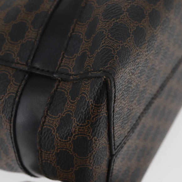 CELINE Macadam Canvas Hand Bag PVC Leather Black Gold Auth ka3121