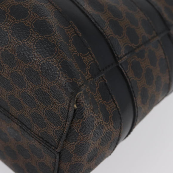 CELINE Macadam Canvas Hand Bag PVC Leather Black Gold Auth ka3121