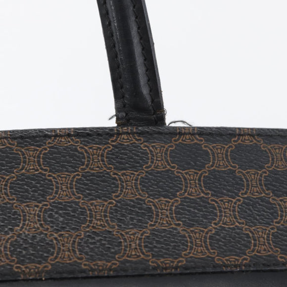 CELINE Macadam Canvas Hand Bag PVC Leather Black Gold Auth ka3121