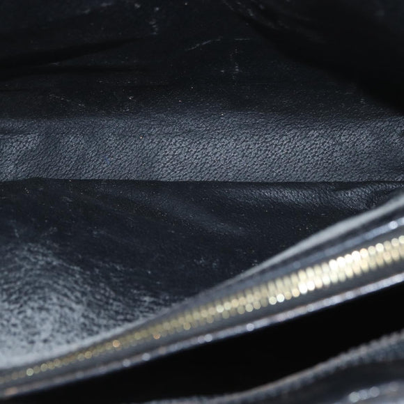 CELINE Macadam Canvas Hand Bag PVC Leather Black Gold Auth ka3121