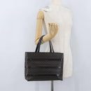 CELINE Macadam Canvas Hand Bag PVC Leather Black Gold Auth ka3121-28