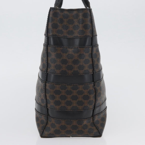 CELINE Macadam Canvas Hand Bag PVC Leather Black Gold Auth ka3121