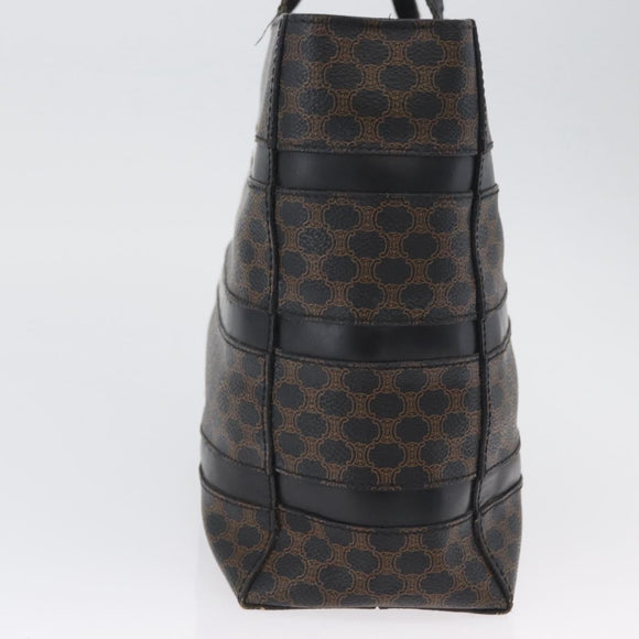 CELINE Macadam Canvas Hand Bag PVC Leather Black Gold Auth ka3121