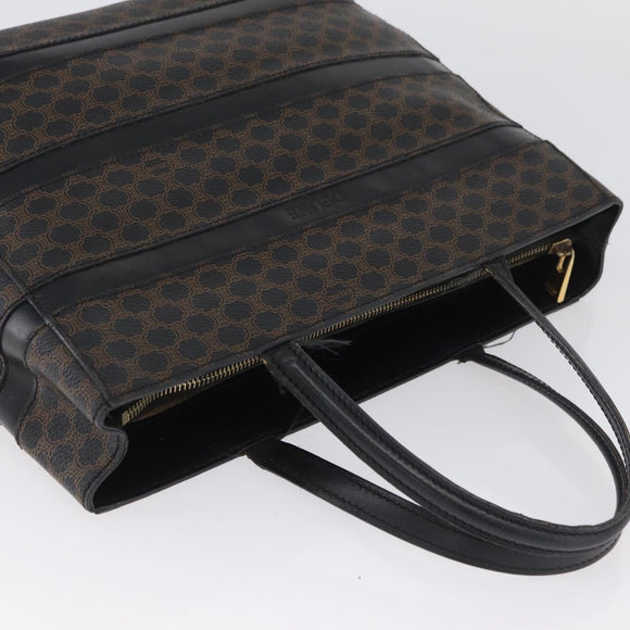 CELINE Macadam Canvas Hand Bag PVC Leather Black Gold Auth ka3121