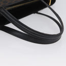 CELINE Macadam Canvas Hand Bag PVC Leather Black Gold Auth ka3121-7