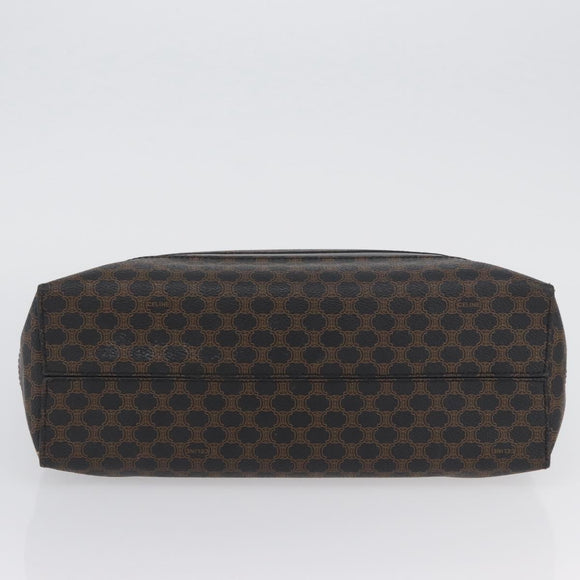 CELINE Macadam Canvas Hand Bag PVC Leather Black Gold Auth ka3121