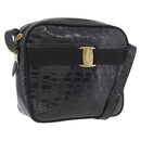 Salvatore Ferragamo Shoulder Bag Leather Black Gold Auth ka3122A-1