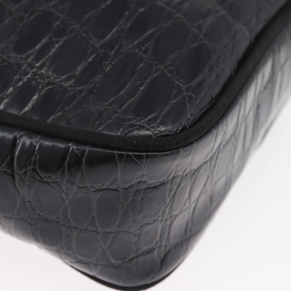 Salvatore Ferragamo Shoulder Bag Leather Black Gold Auth ka3122A