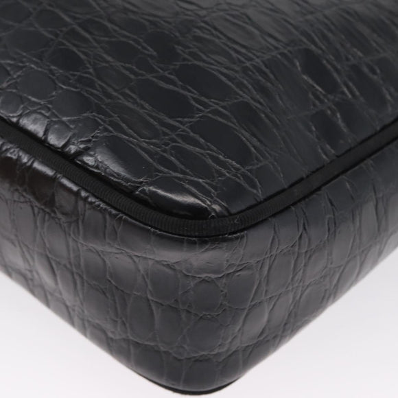 Salvatore Ferragamo Shoulder Bag Leather Black Gold Auth ka3122A