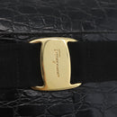 Salvatore Ferragamo Shoulder Bag Leather Black Gold Auth ka3122A-14