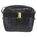 Salvatore Ferragamo Shoulder Bag Leather Black Gold Auth ka3122A-2
