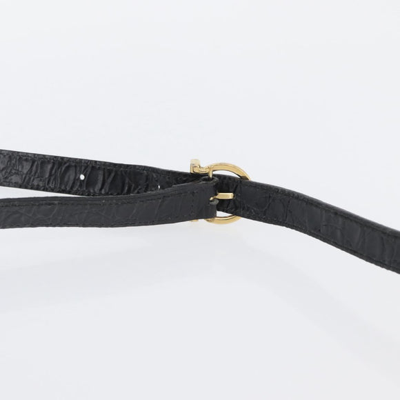 Salvatore Ferragamo Shoulder Bag Leather Black Gold Auth ka3122A
